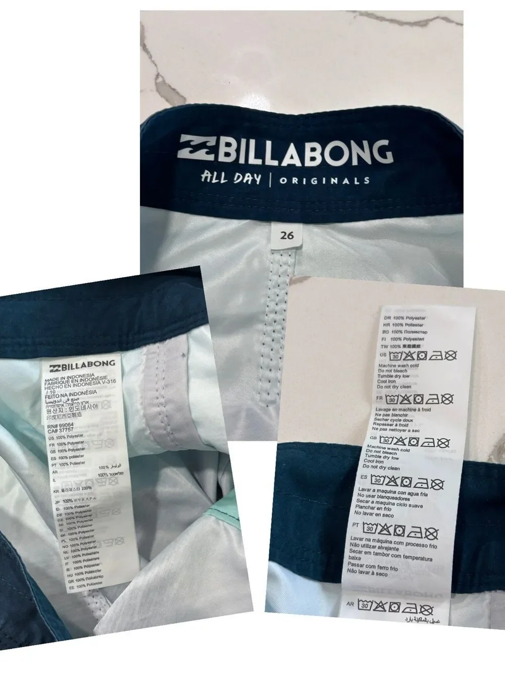 Billabong Ombre Aqua Teal to Purple Boys Board Shorts Swim Trunks Size 25 = 10